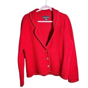 Eagle Eye Red Wool Blazer Style Cardigan Jacket‎ Women's Size L Gold Buttons